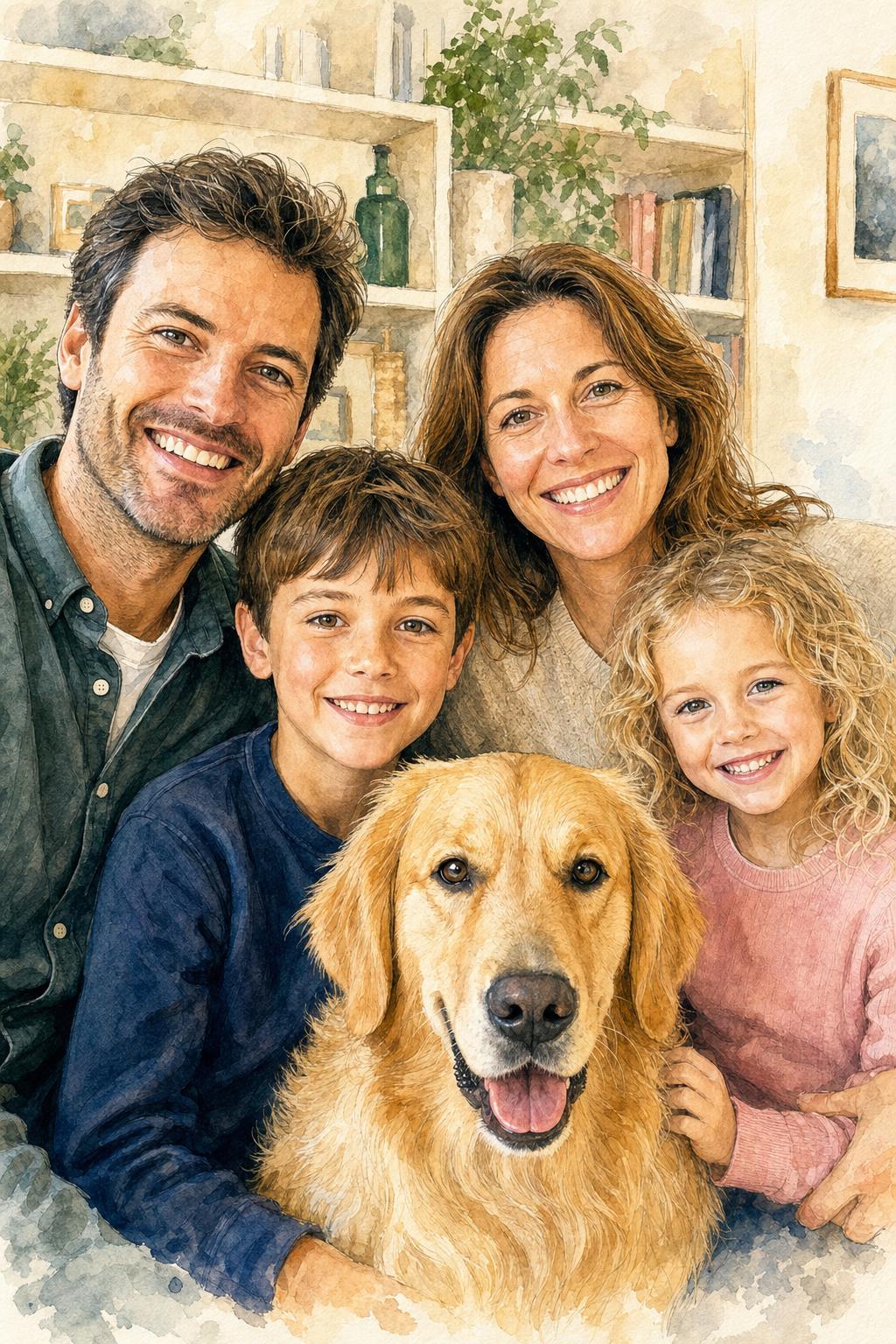 Portrait de famille — style Aquarelle