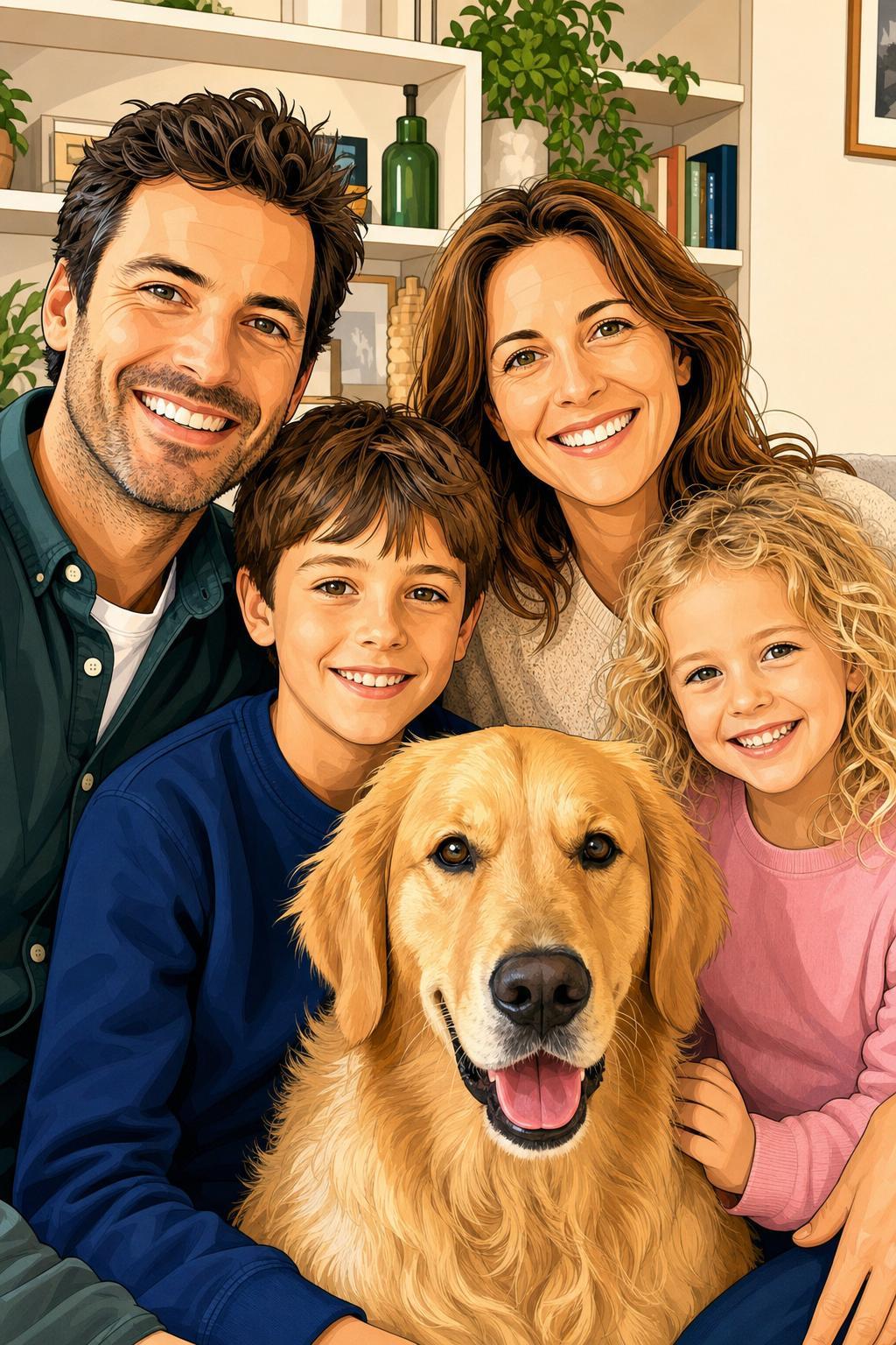 Portrait de famille — style Illustration BD
