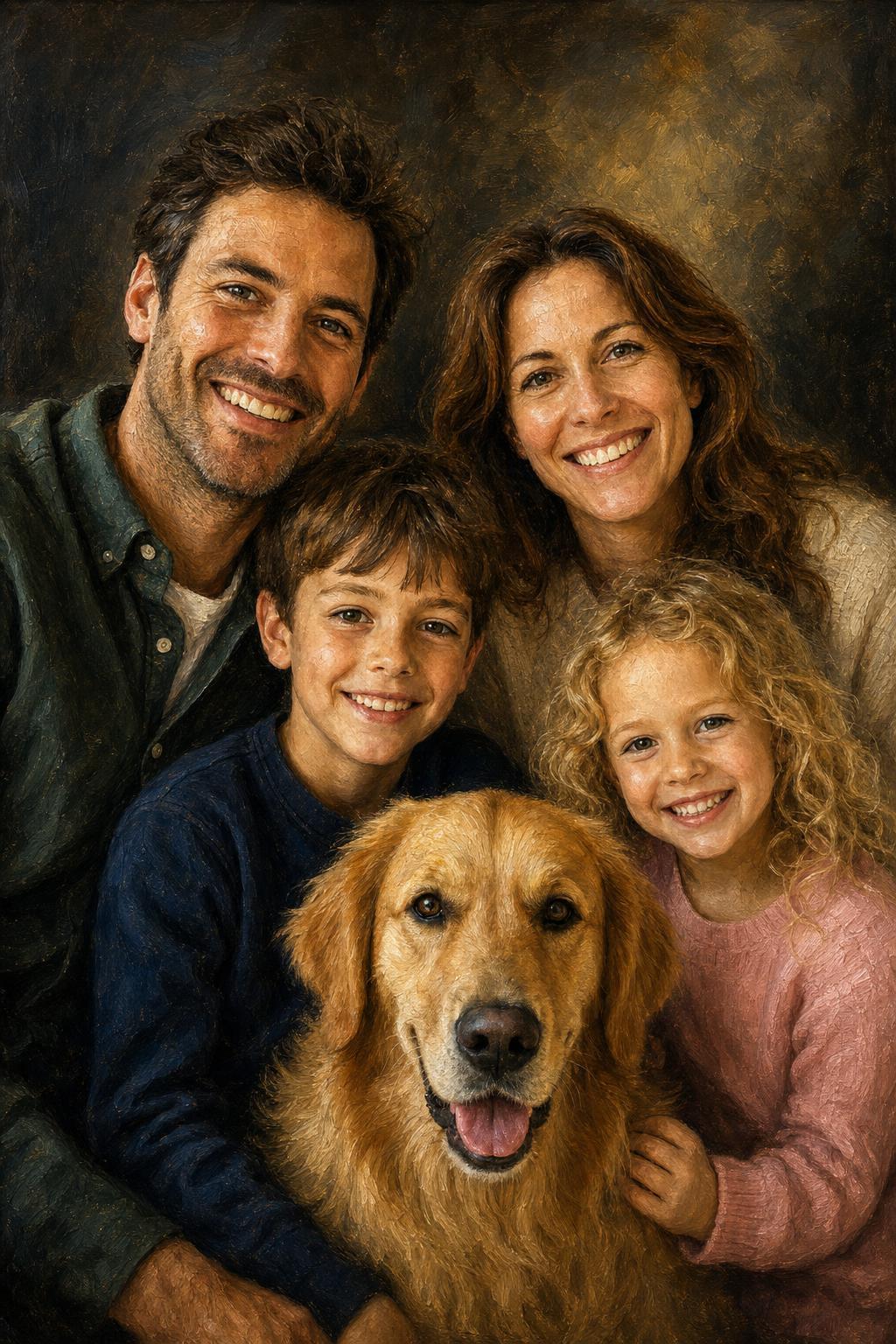 Portrait de famille — style Peinture à l'huile